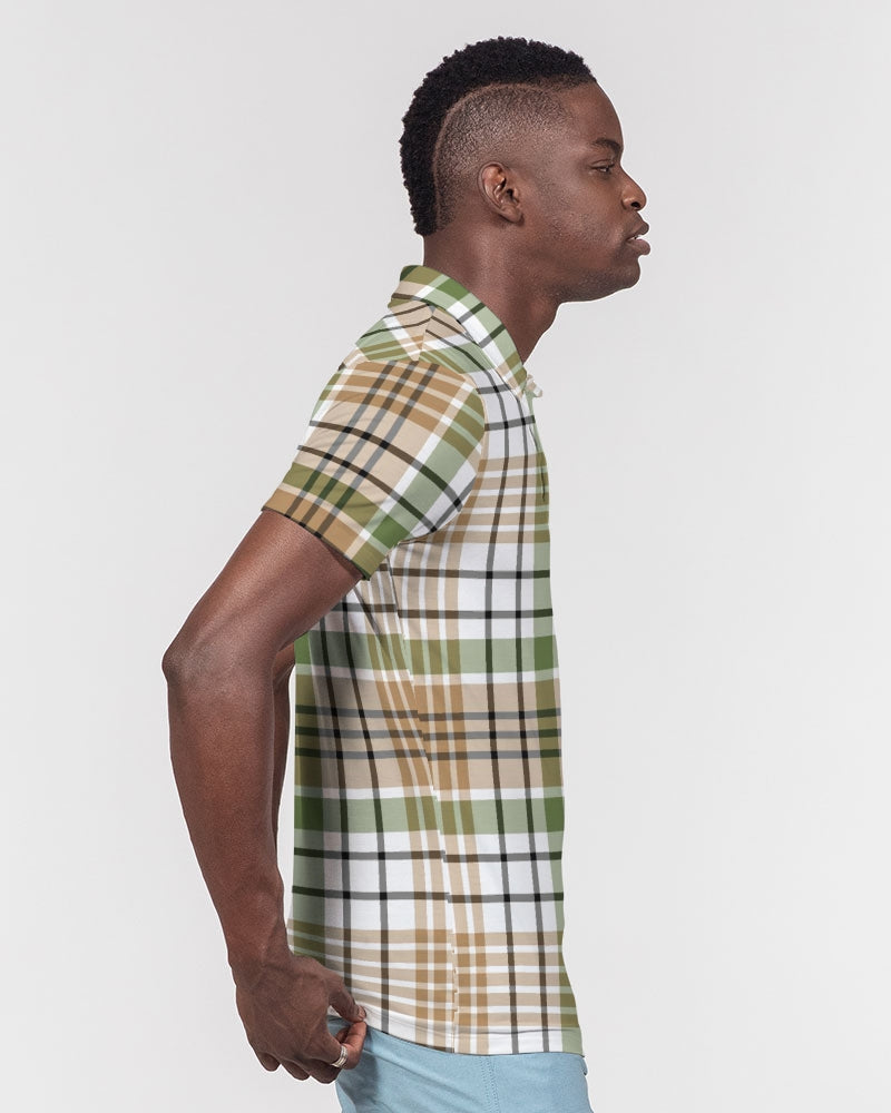 Autumn Plaid Men's Slim Fit Short Sleeve Polo