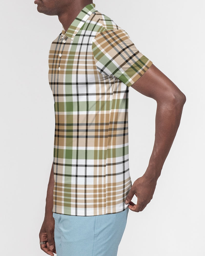 Autumn Plaid Men's Slim Fit Short Sleeve Polo