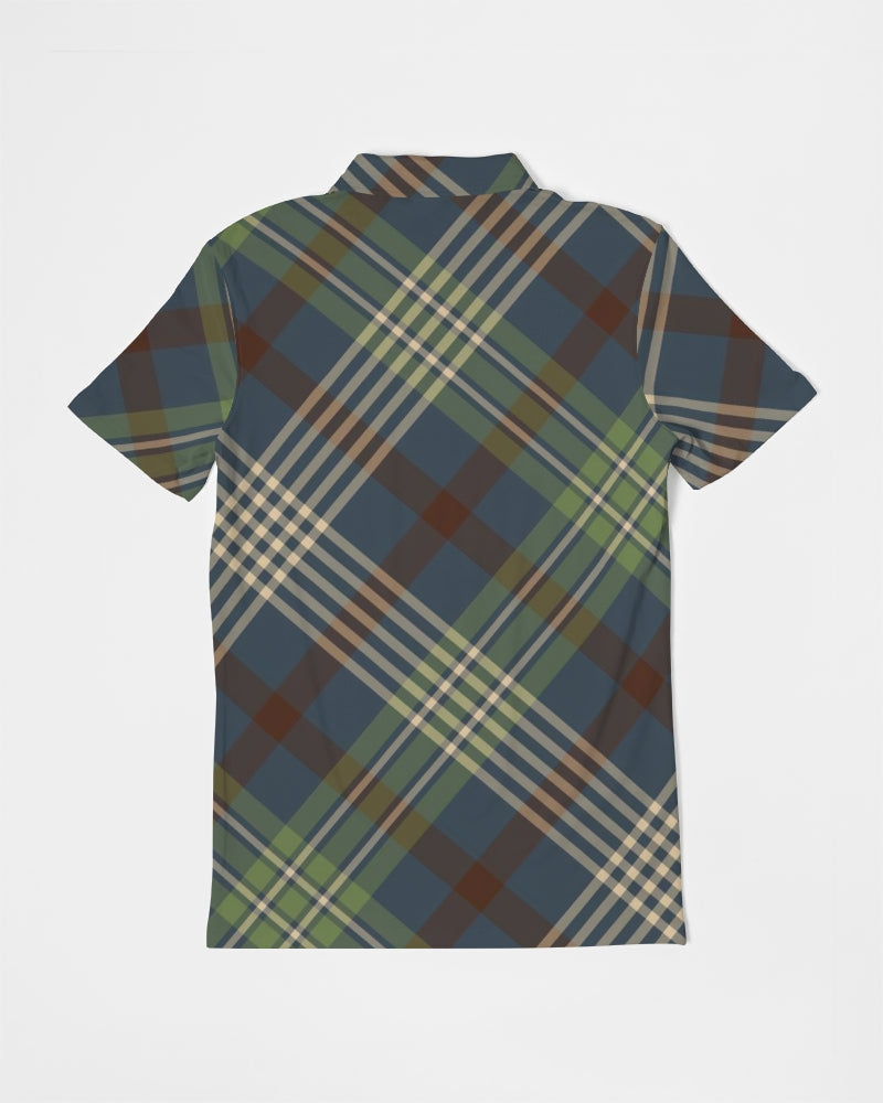 Winter Plaid Men's Slim Fit Short Sleeve Polo