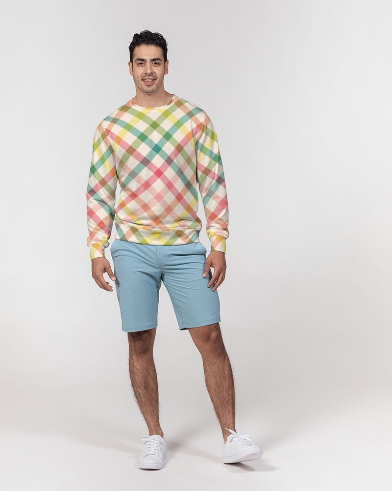 Pretty Plaid Men's Classic French Terry Crewneck Pullover