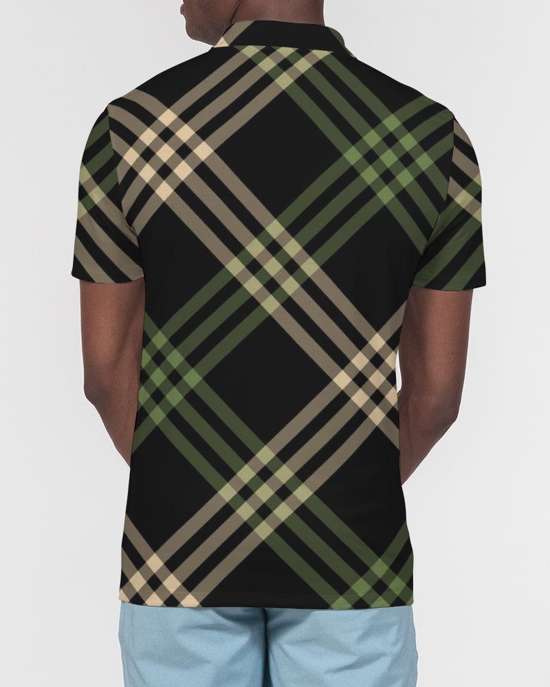 Smooth Plaid Men's Slim Fit Short Sleeve Polo