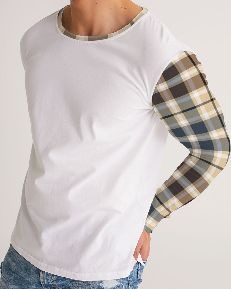 Classic Plaid Brown Men's Long Sleeve Tee