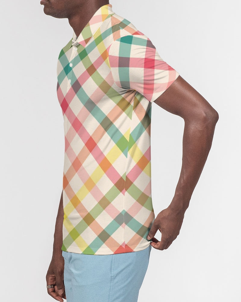 Pretty Plaid Men's Slim Fit Short Sleeve Polo