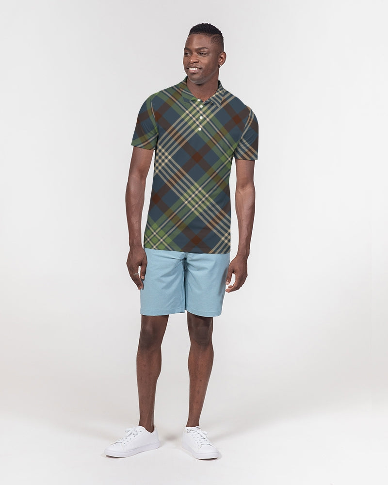 Winter Plaid Men's Slim Fit Short Sleeve Polo