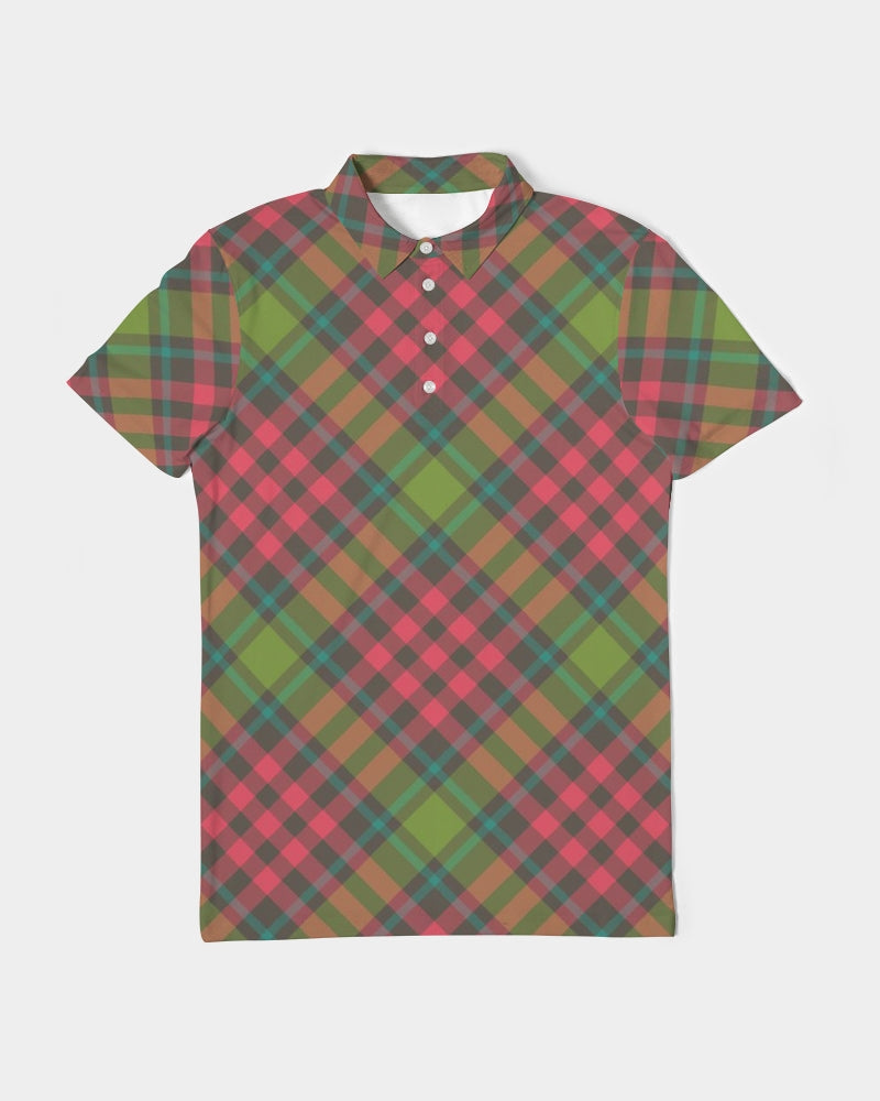 Merry Plaid Men's Slim Fit Short Sleeve Polo
