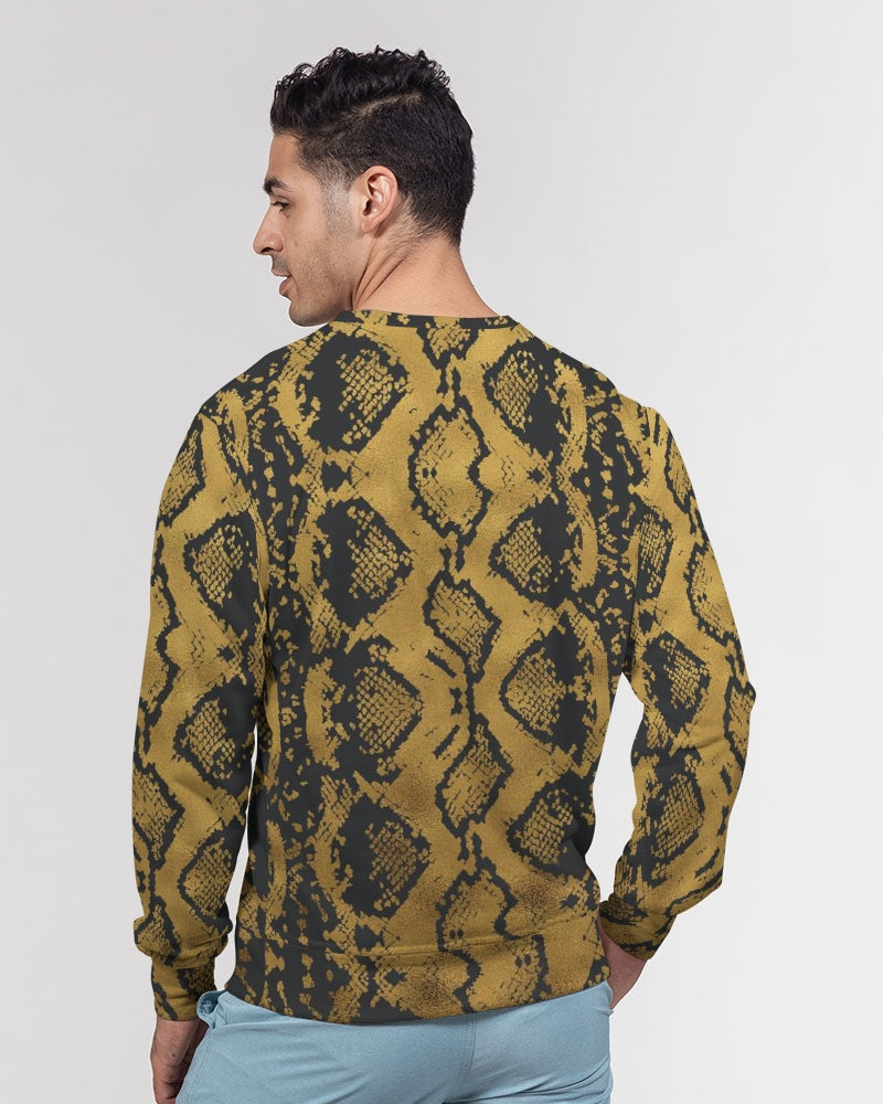 Gold Snakeskin Men's Classic French Terry Crewneck Pullover