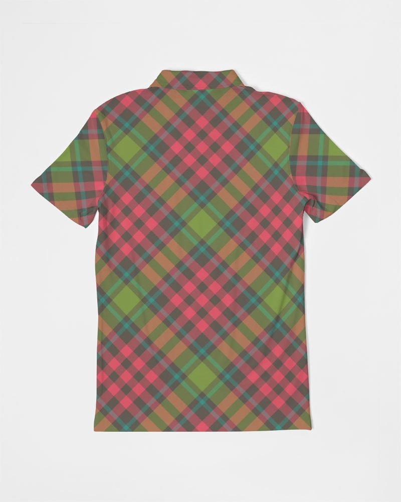 Merry Plaid Men's Slim Fit Short Sleeve Polo