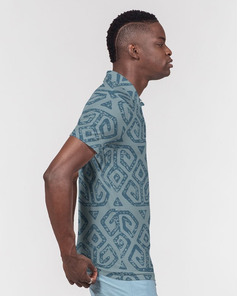 Teal Tribal Cloth Men's Slim Fit Short Sleeve Polo