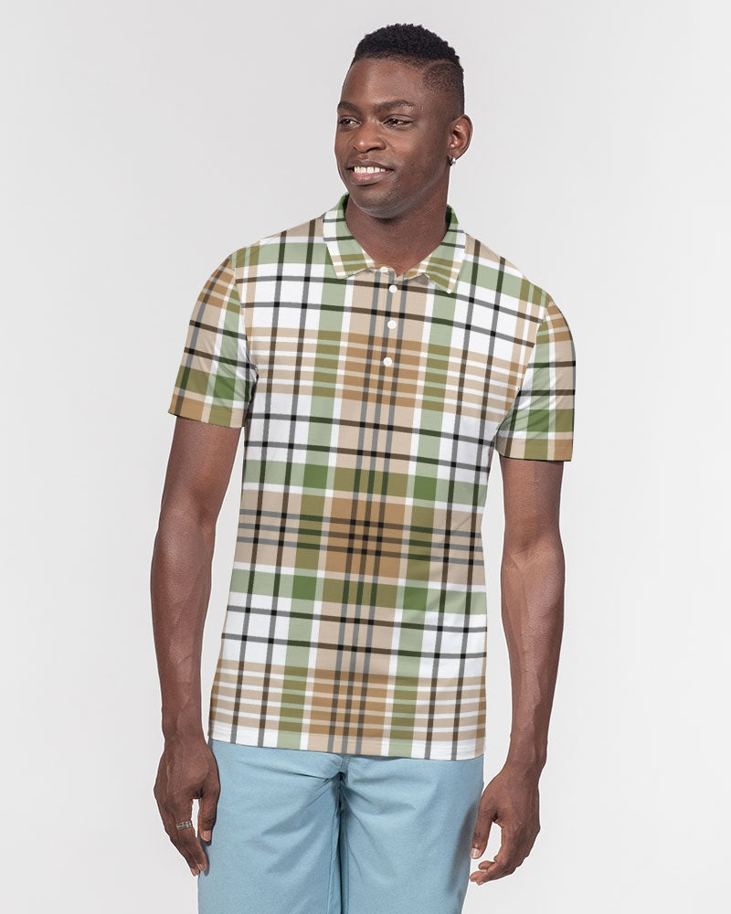 Autumn Plaid Men's Slim Fit Short Sleeve Polo