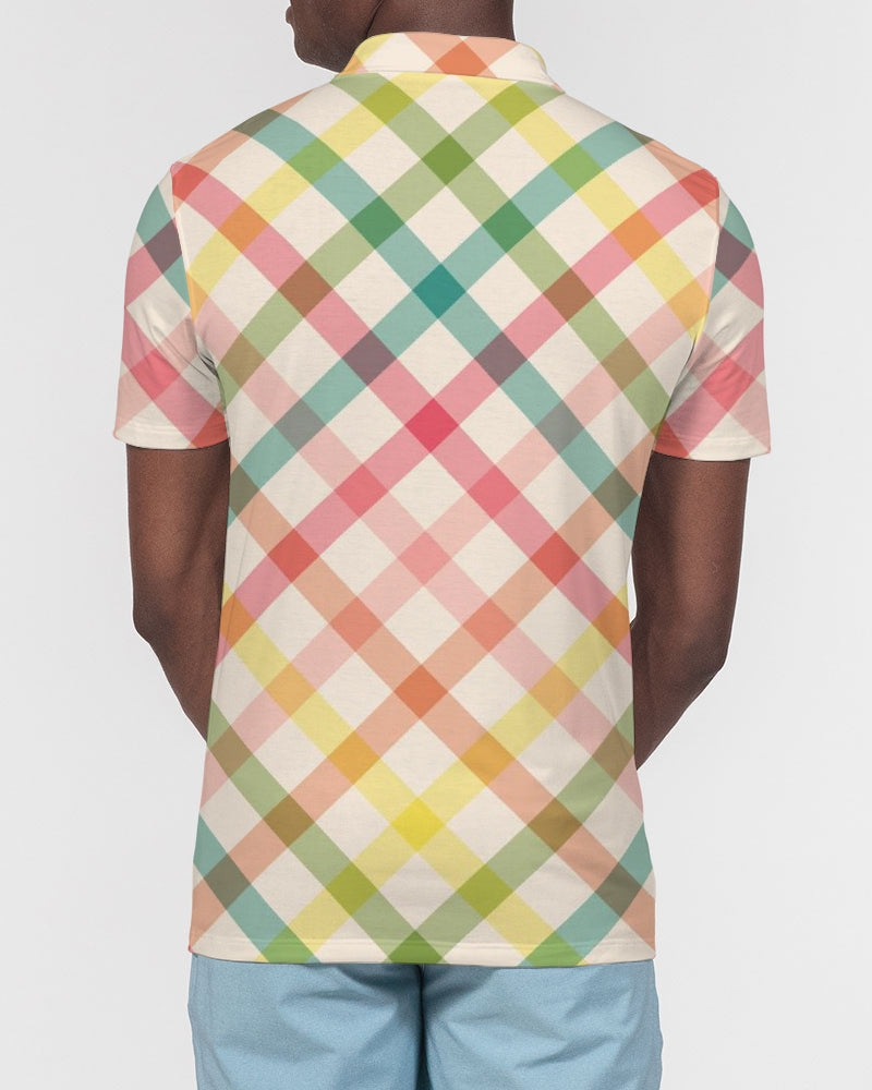 Pretty Plaid Men's Slim Fit Short Sleeve Polo