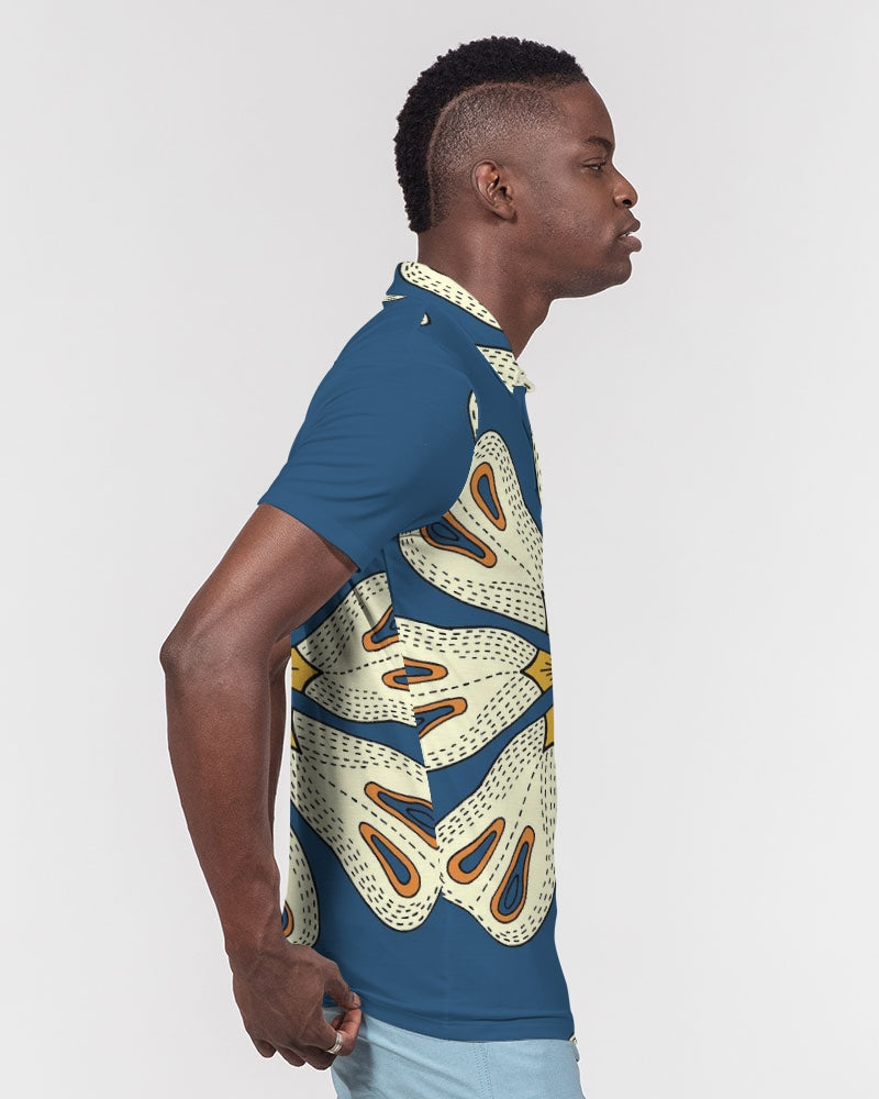 Tribal Flower Men's Slim Fit Short Sleeve Polo