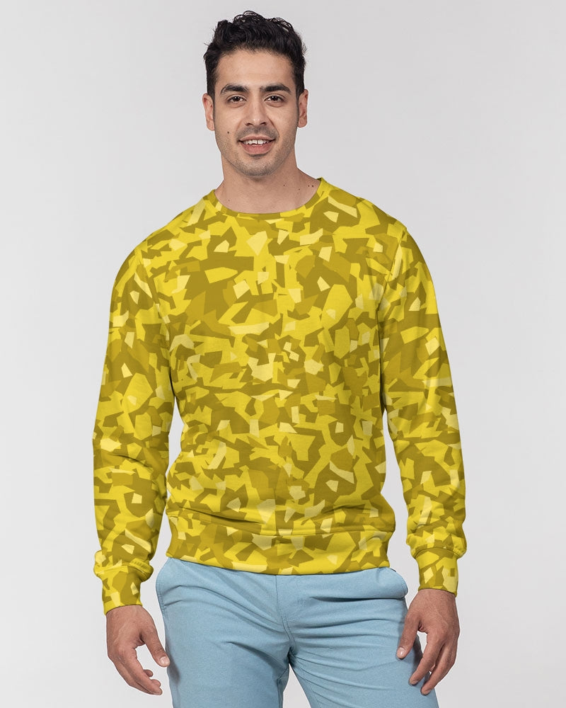 AV Yellow Camo Men's Classic French Terry Crewneck Pullover