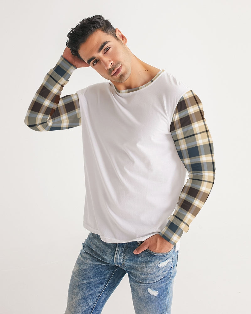 Classic Plaid Brown Men's Long Sleeve Tee
