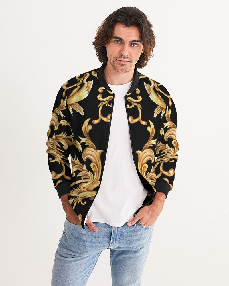 Black Gold Bomber Jacket for Men White Base Color / L Black Gold Bomber Jacket for Men White Base Color / L