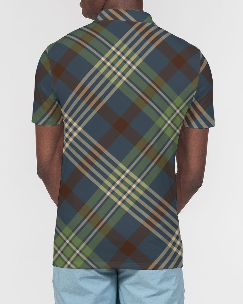 Winter Plaid Men's Slim Fit Short Sleeve Polo