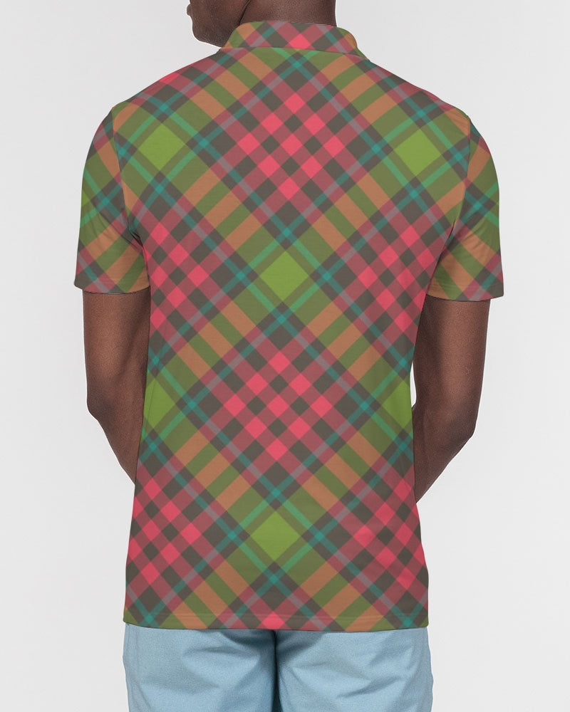 Merry Plaid Men's Slim Fit Short Sleeve Polo
