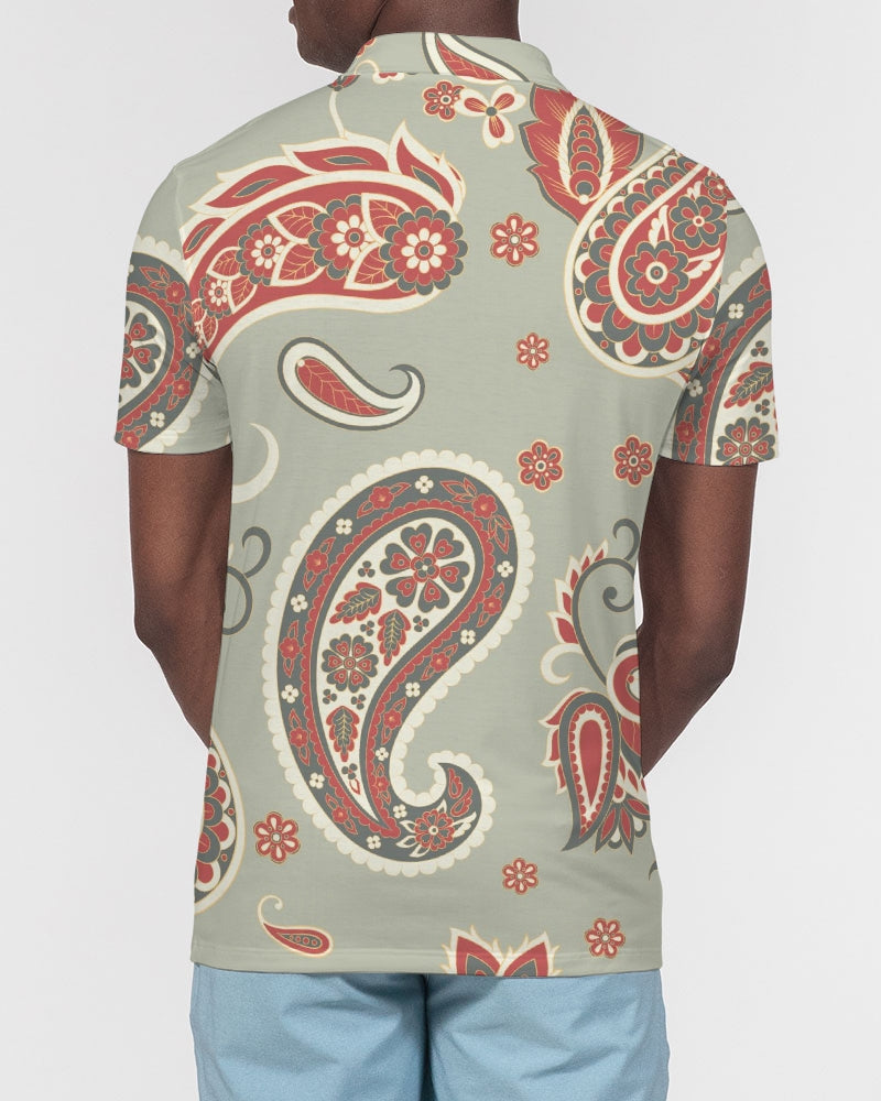 Mint Paisley Men's Slim Fit Short Sleeve Polo