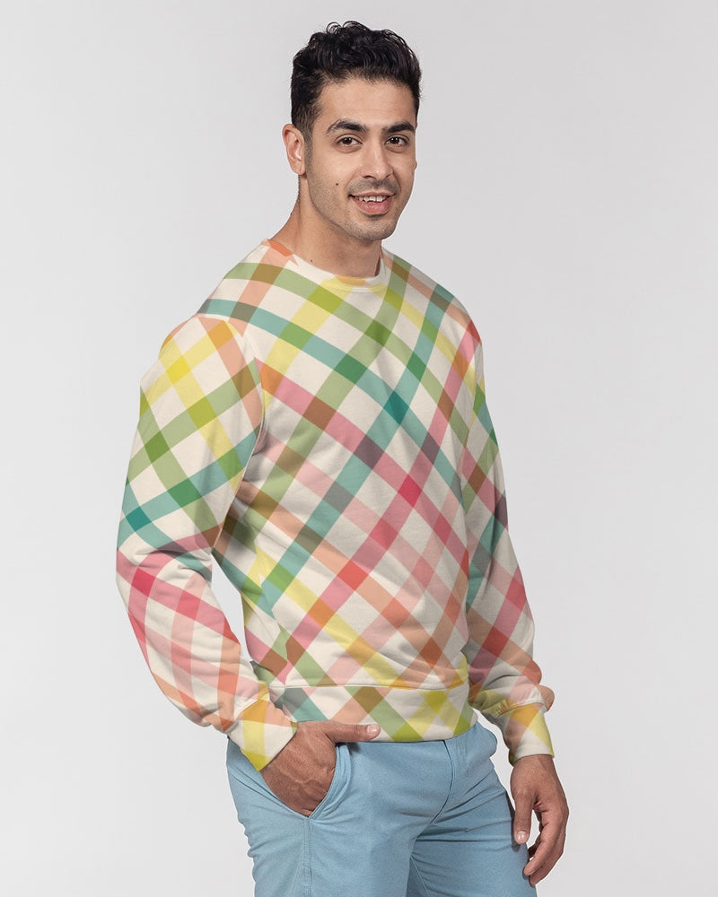 Pretty Plaid Men's Classic French Terry Crewneck Pullover