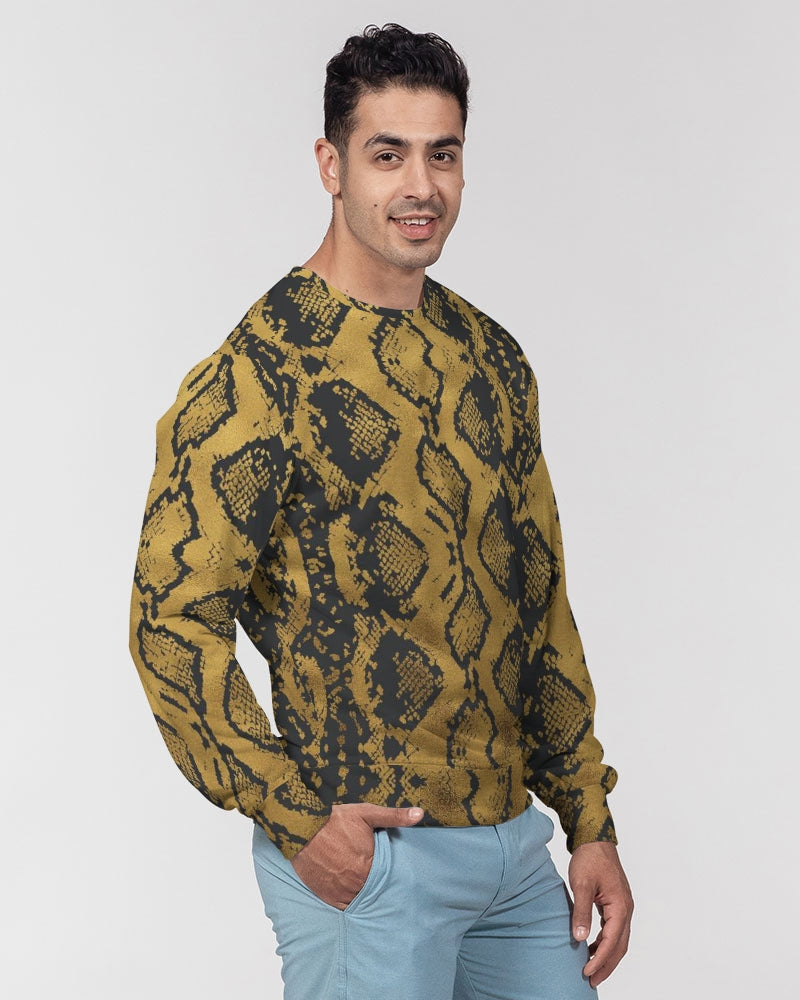 Gold Snakeskin Men's Classic French Terry Crewneck Pullover