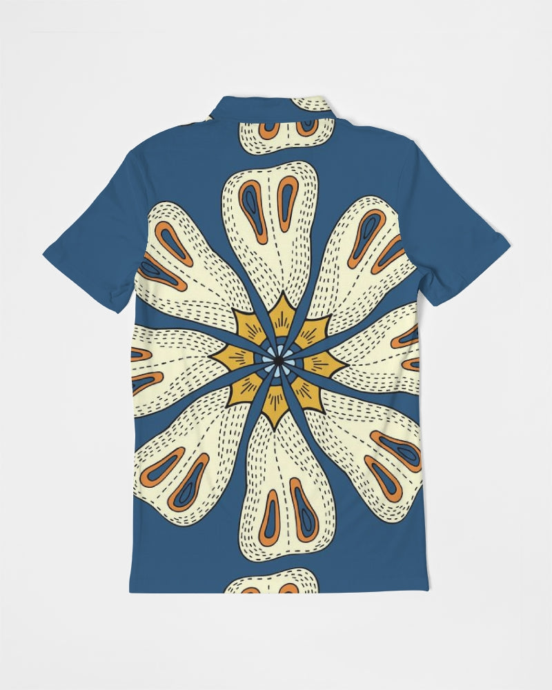 Tribal Flower Men's Slim Fit Short Sleeve Polo