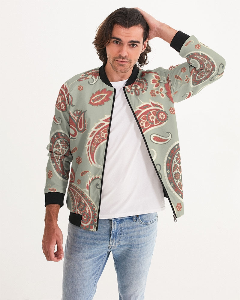 Mint Paisley Men's Bomber Jacket