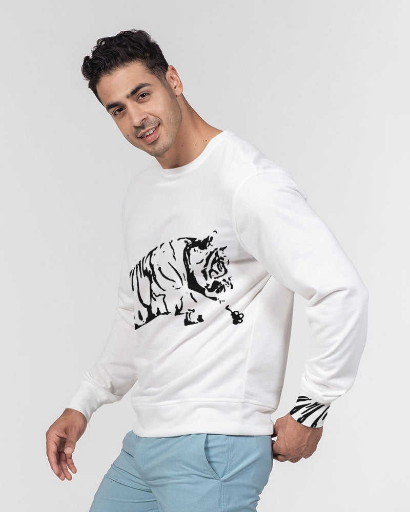 Tiger Black Men's Classic French Terry Crewneck Pullover