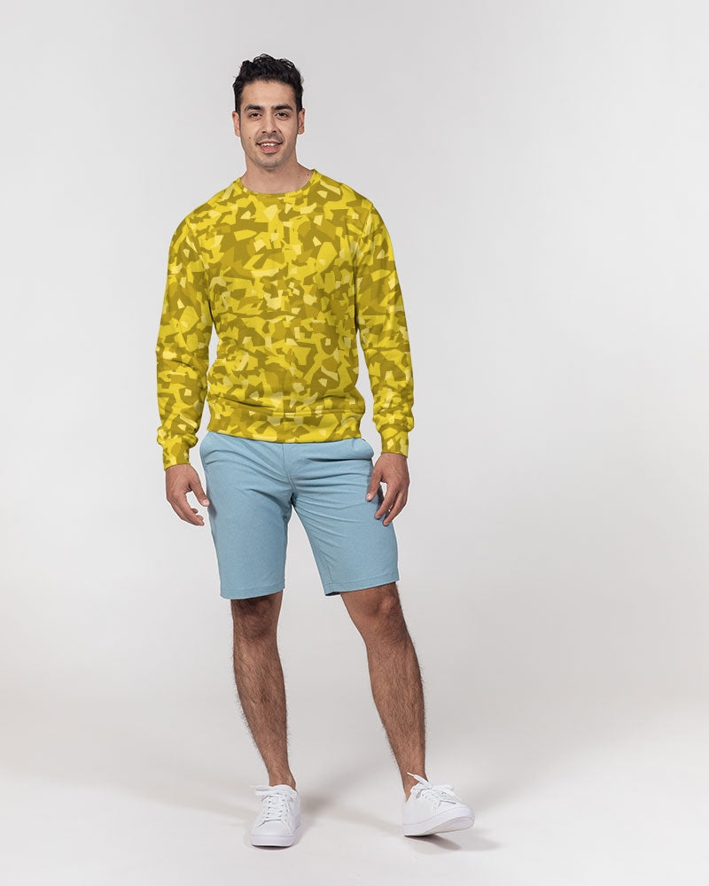 AV Yellow Camo Men's Classic French Terry Crewneck Pullover