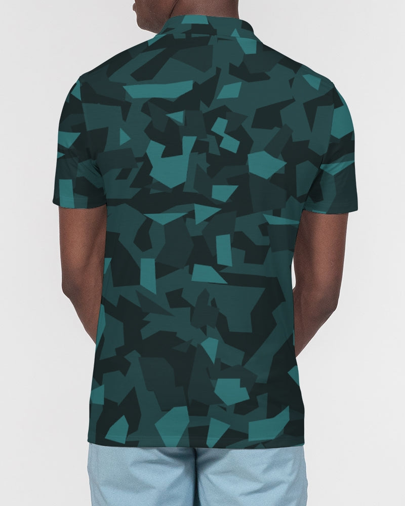 AV Teal Camo Men's Slim Fit Short Sleeve Polo