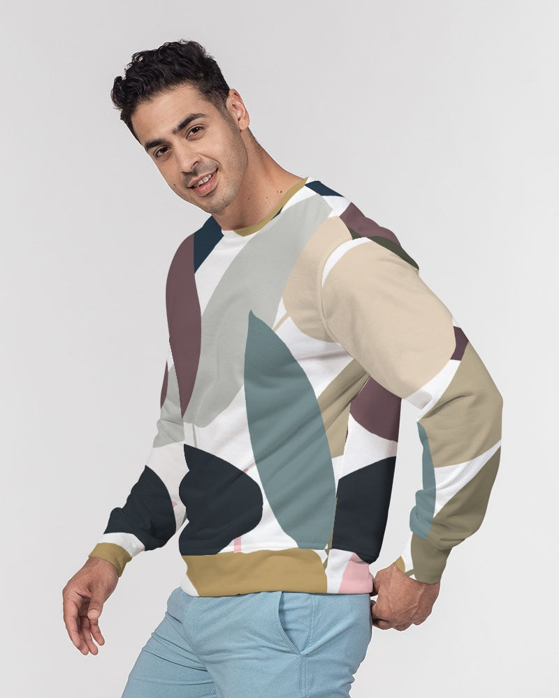Geo Leaf Men's Classic French Terry Crewneck Pullover
