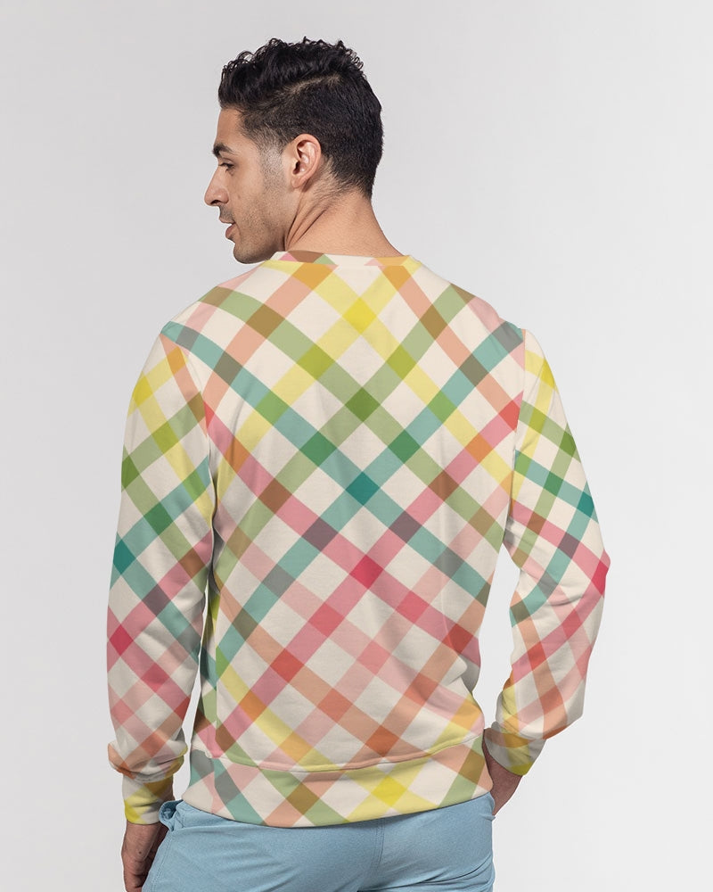 Pretty Plaid Men's Classic French Terry Crewneck Pullover