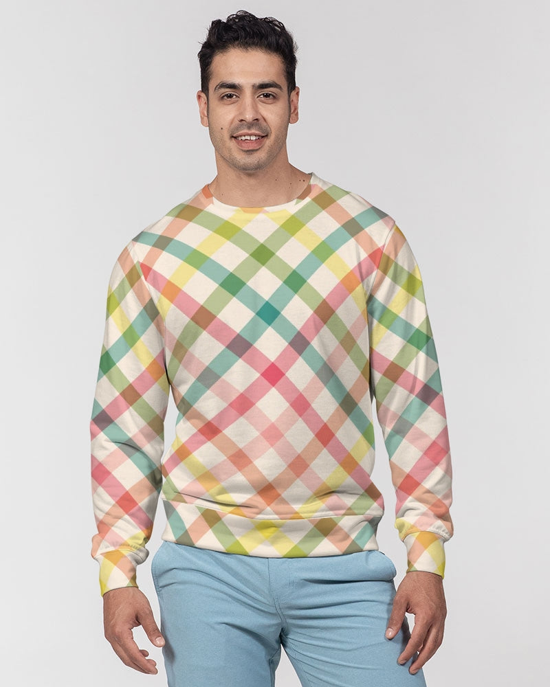 Pretty Plaid Men's Classic French Terry Crewneck Pullover