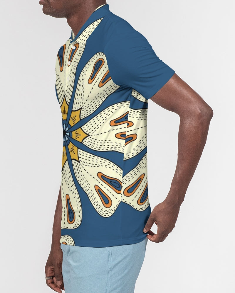 Tribal Flower Men's Slim Fit Short Sleeve Polo