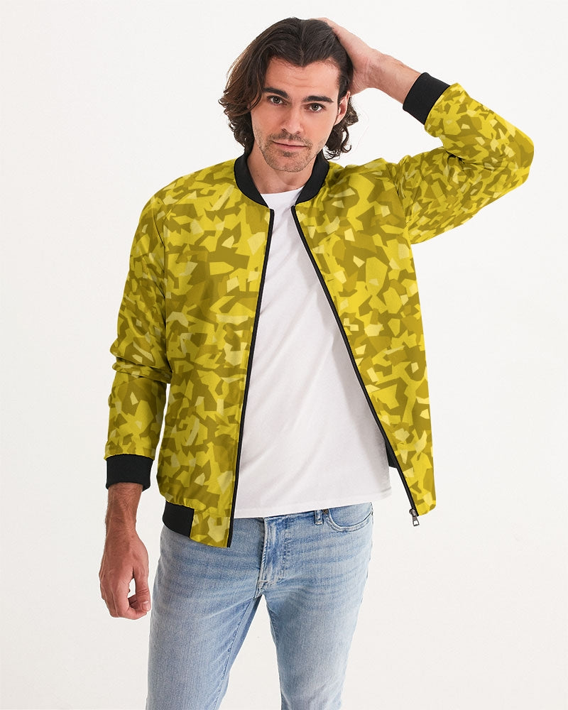 Men's AV Yellow Camo Bomber Jacket — bold all-over print by AmbiVirile, view 5