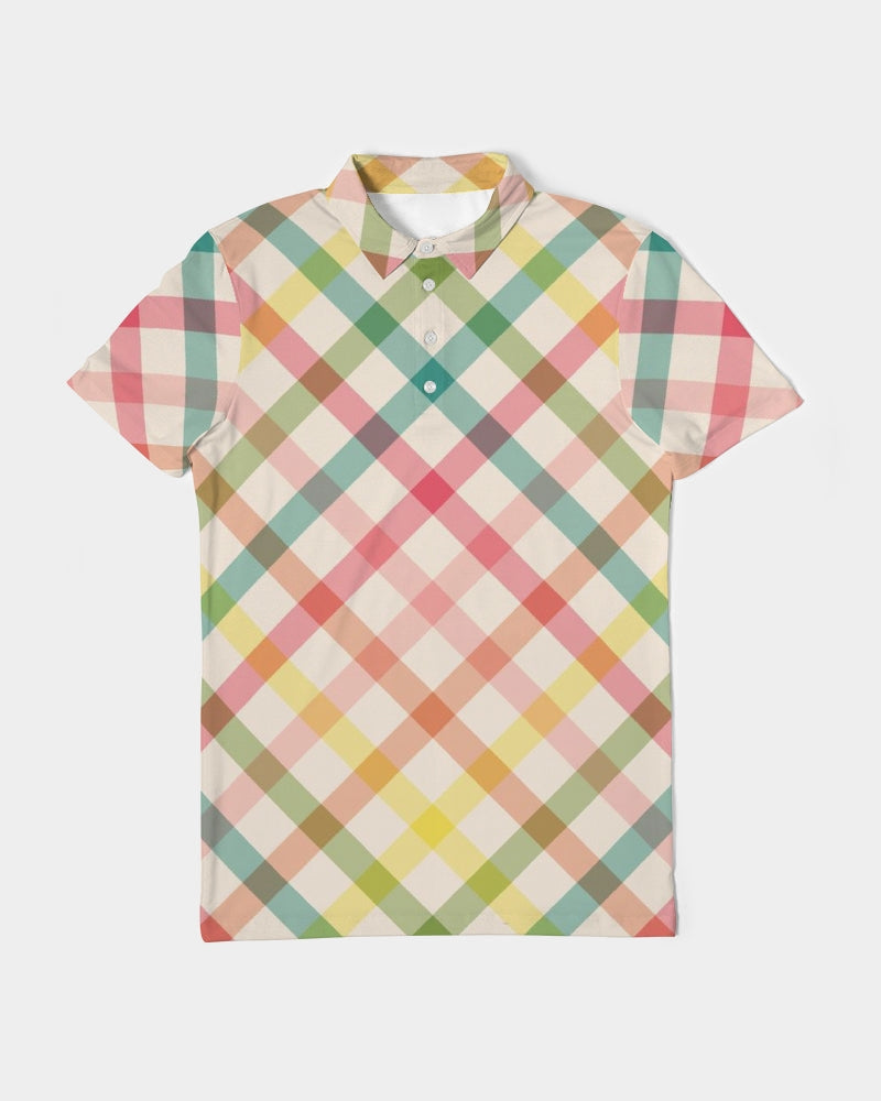Pretty Plaid Men's Slim Fit Short Sleeve Polo