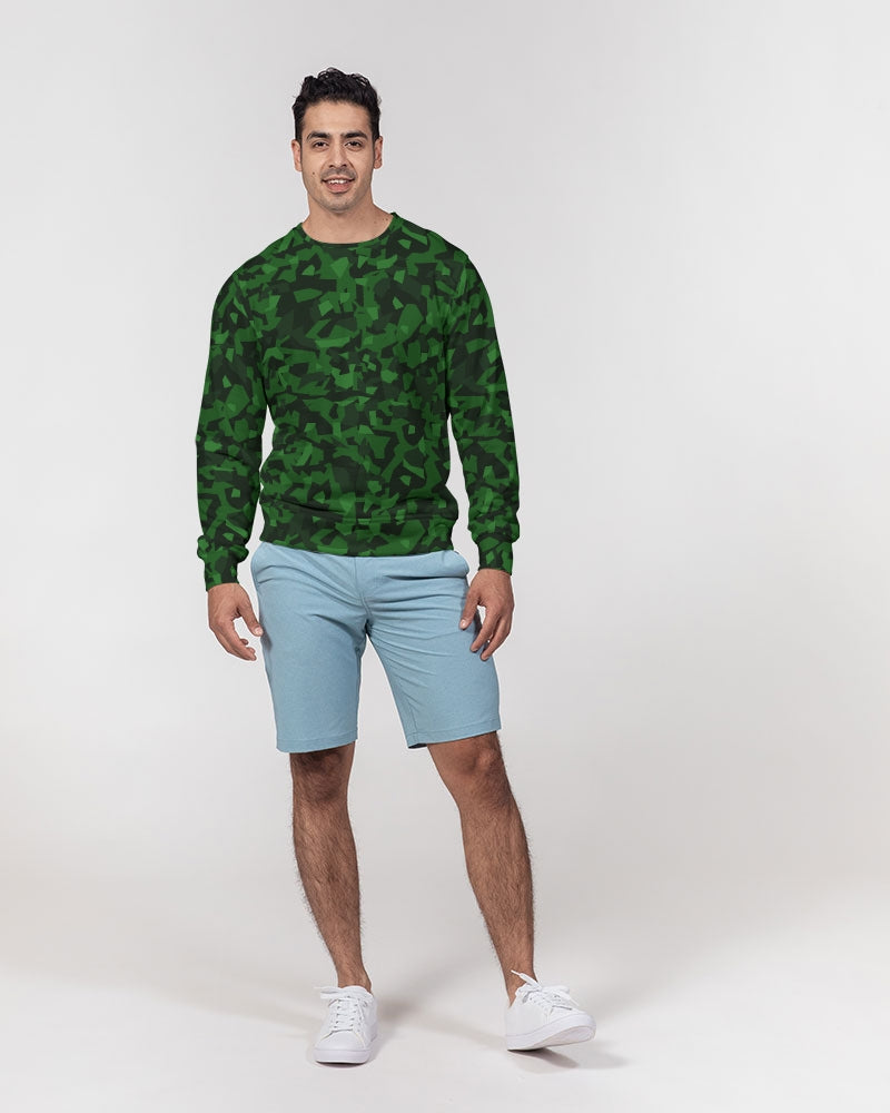 AV Green Camo Men's Classic French Terry Crewneck Pullover