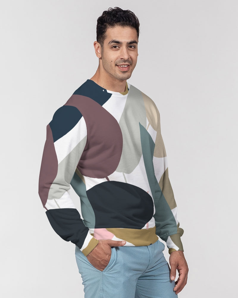 Geo Leaf Men's Classic French Terry Crewneck Pullover