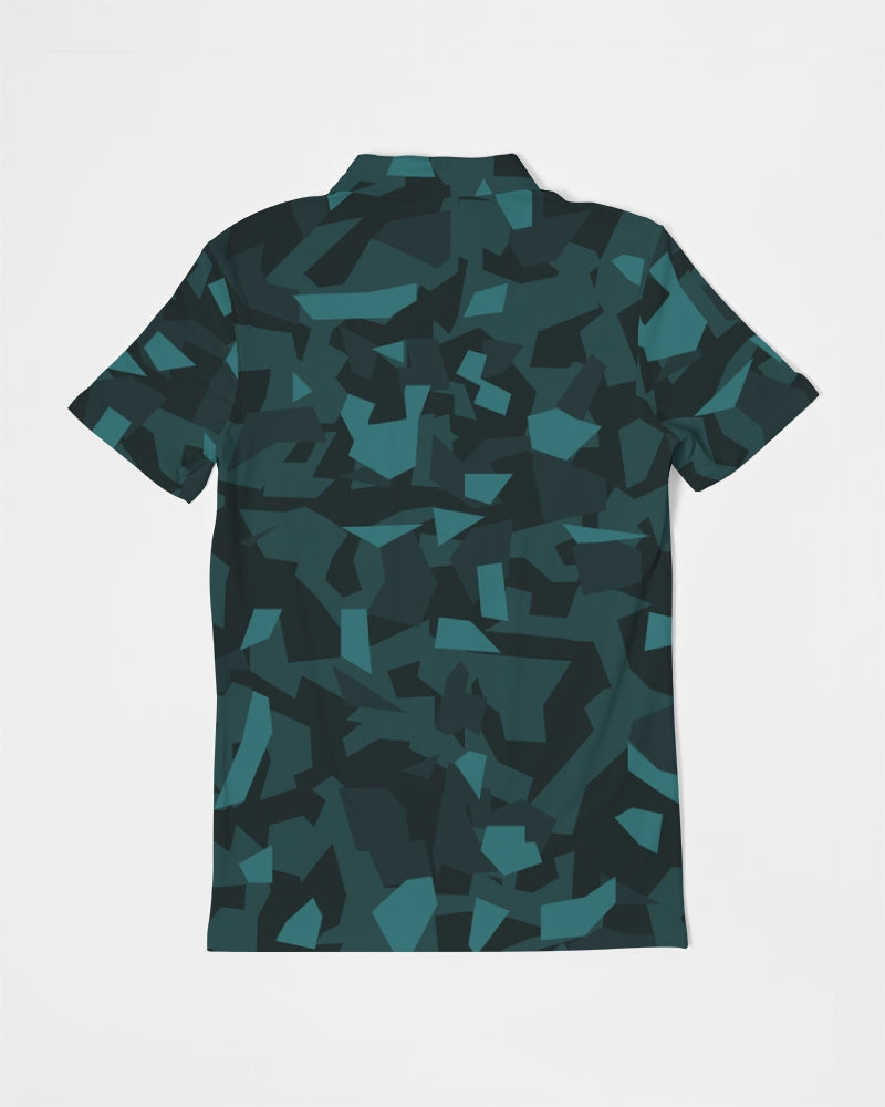 AV Teal Camo Men's Slim Fit Short Sleeve Polo