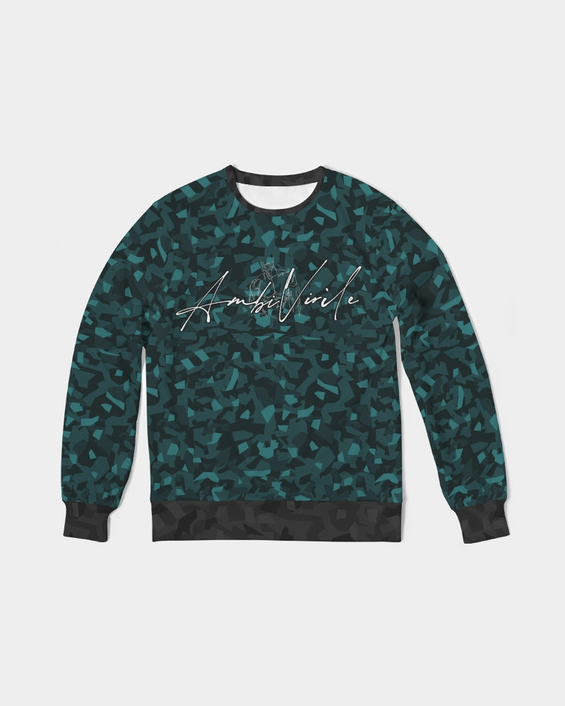 AV Teal Camo Men's Classic French Terry Crewneck Pullover