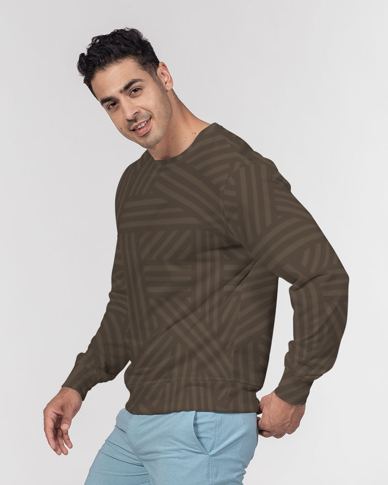 brown weave Men's Classic French Terry Crewneck Pullover