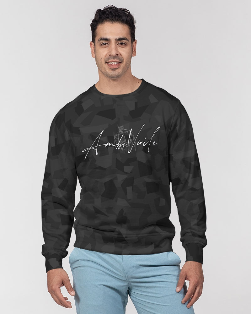 AV Black Camo Men's Classic French Terry Crewneck Pullover