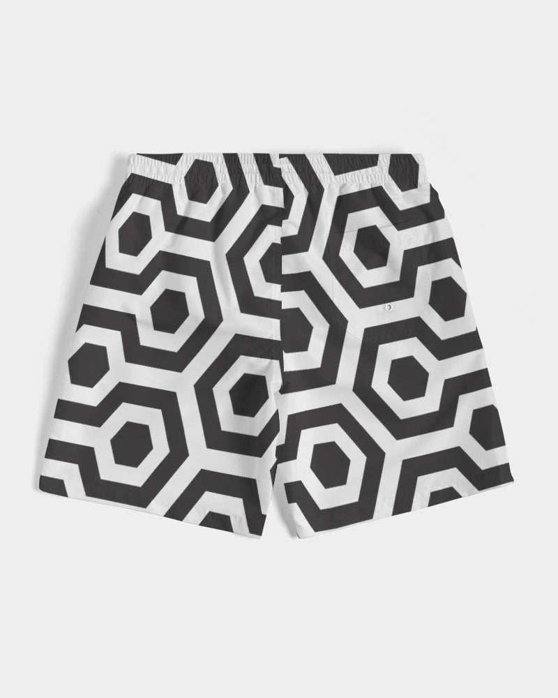 Men's Black Matter Swim Trunks — bold all-over print by AmbiVirile, view 7