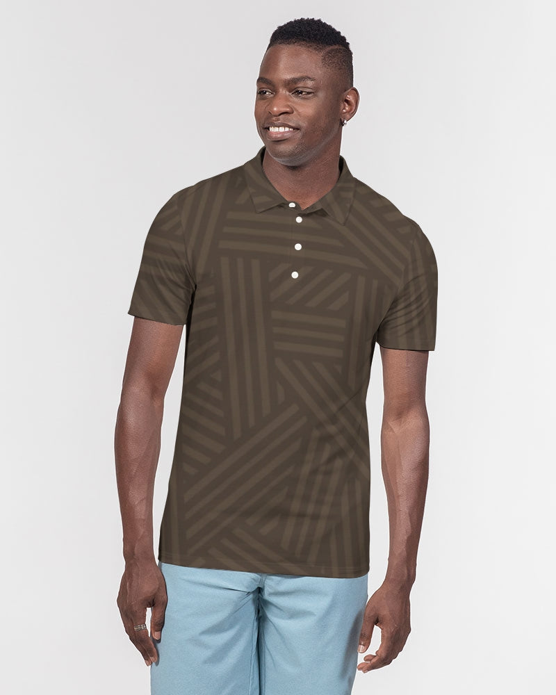 Brown Weave Slim Fit Polo