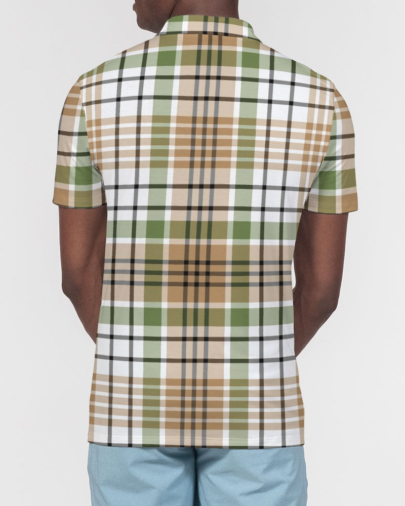 Autumn Plaid Men's Slim Fit Short Sleeve Polo