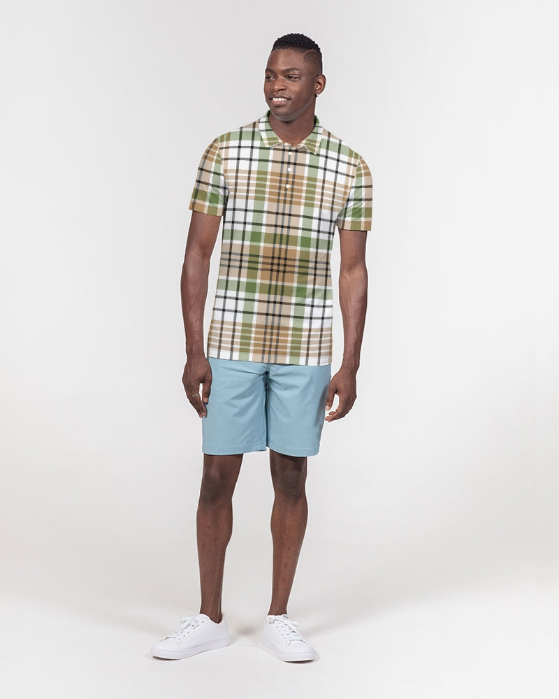 Autumn Plaid Men's Slim Fit Short Sleeve Polo