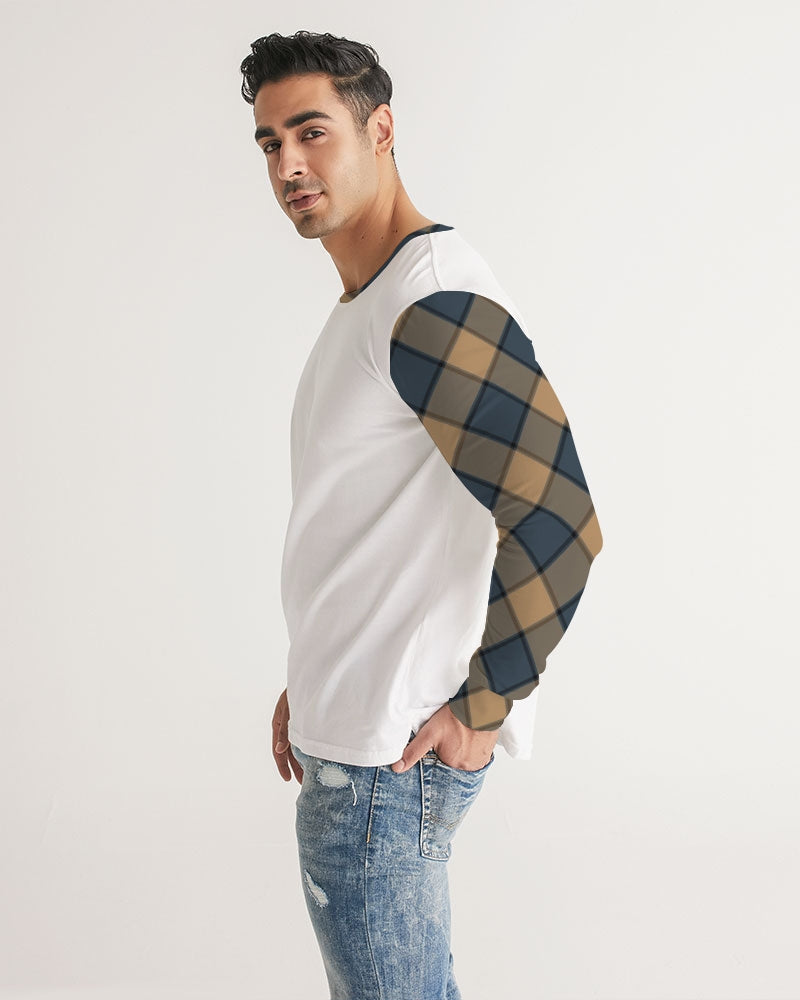 Dark Teal Plaid Men's Long Sleeve Tee