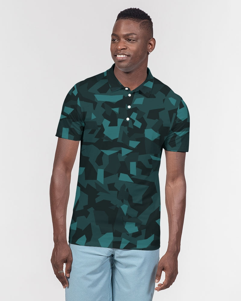 AV Teal Camo Men's Slim Fit Short Sleeve Polo