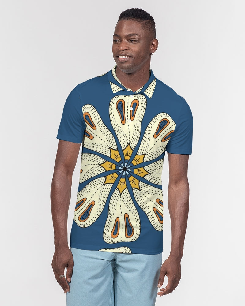 Tribal Flower Men's Slim Fit Short Sleeve Polo