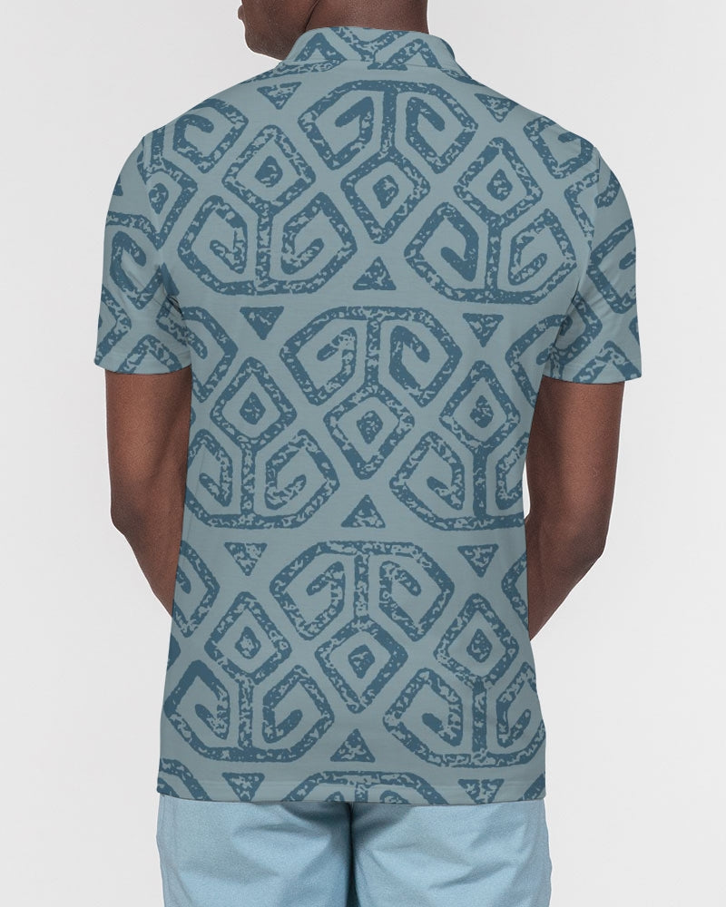 Teal Tribal Cloth Men's Slim Fit Short Sleeve Polo