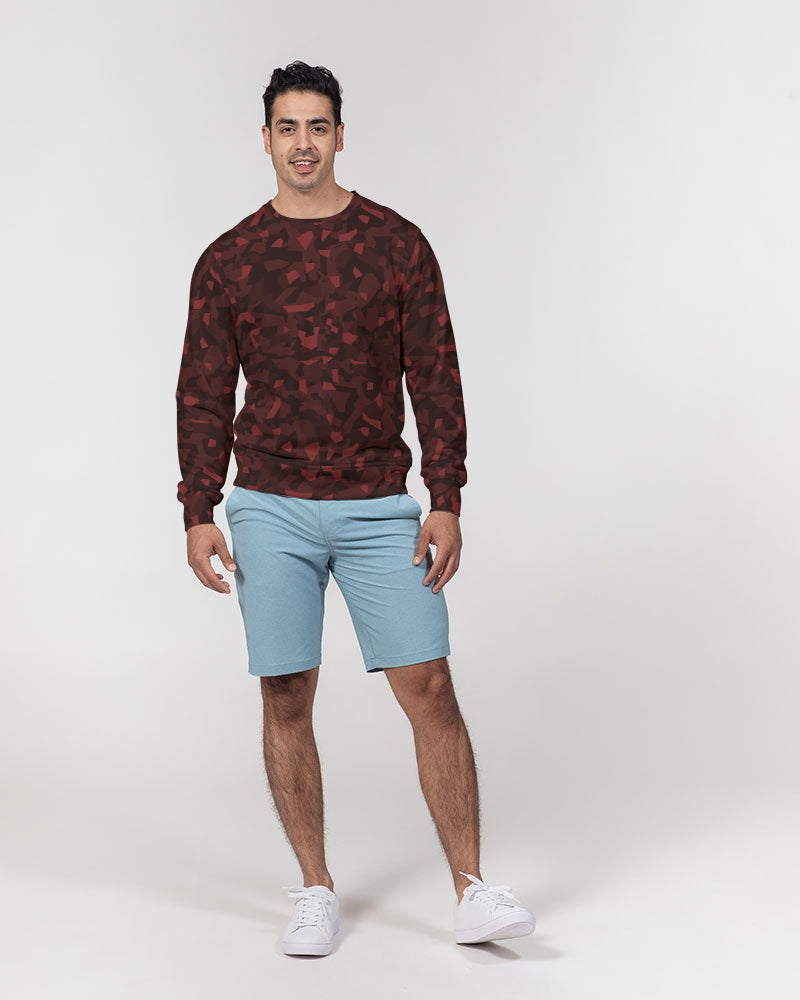 AV Red Camo Men's Classic French Terry Crewneck Pullover