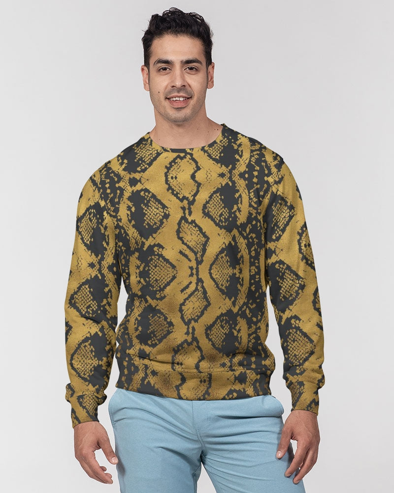 Gold Snakeskin Men's Classic French Terry Crewneck Pullover